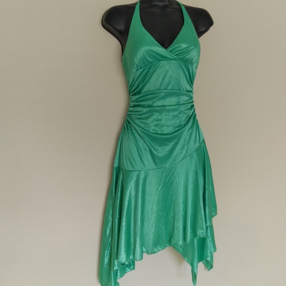 City Triangles Dresses & Skirts - City Triangles lime Green Halter Open Back Slip Dress Asymmetrical Fairy (trend)